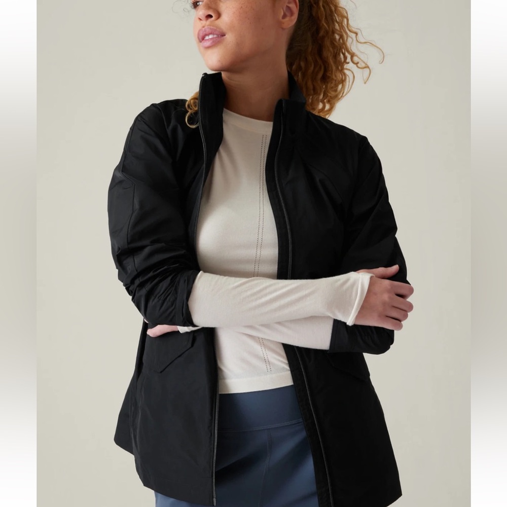 Athleta Westerley Jacket Women's L Black Water Resistant Wind Resistant NWT - Picture 2 of 16
